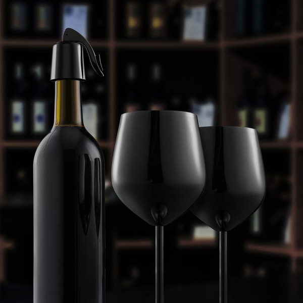 Sæt med 4 Sorte Vinglas, 550ml Ubrækkelige Sorte Goblets, Rustfrit Stål Vinglas, Unikt og Bærbar Metal Vinglas Black