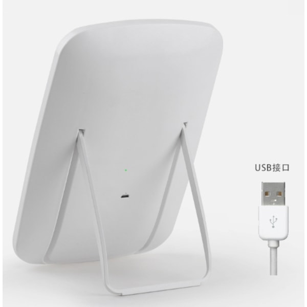 Sminkespeil, 3 Farge LED Lysstyrke Justerbart Sminkespeil med USB Oppladbart 2400mAh Batteri, Bærbart Berøringsskjerm Speil med Lys
