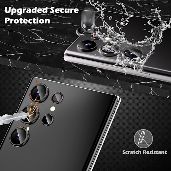 Kameran linssinsuoja Samsung Galaxy S23 Ultralle, naarmuuntumaton alumiiniseos karkaistu lasi [3+2] Näytön kameran suojarengaskotelo S23u:lle
