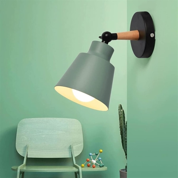 Modern vägglampa inomhus, vägglampa med metallskärm, bondgårdslampa för sovrum, vardagsrum, sängbord, läshörna, hall (färg: grå) grey