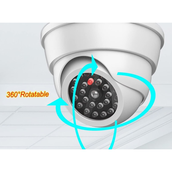 2 St. Attrapp Övervakningskamera CCTV Dome Kamera Med LED Blinkande Realistisk Imitation för Hemsäkerhet, Vit