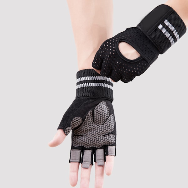 Träningshandskar - Gymhandskar med fullt handledsstöd, handflateskydd och extra grepp, för tyngdlyftning/träning/cykling (Passar för män och kvinnor)