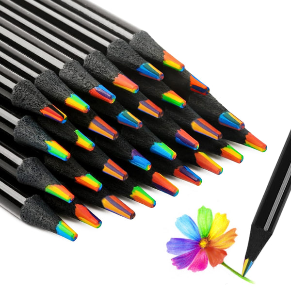 30 st 7 färg i 1 regnbågspennor, svarta träfärgpennor Multi pennor Konstteckning målarfärg Doodling, färgpennor