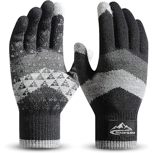 Varma Stickade Vantar, Vinterstickade Halksäkra Vantar, Varma Fleece Utomhus Kallsäkra Ullvantar, Unisex