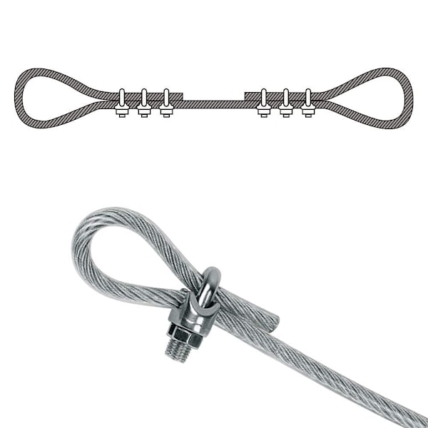 10 stk. Wire Rope Kabelklemmer M6 for Ø 6mm (1/4\"), Stål U Bolt Sal Festeklips for Rigging Tau og Strekkabel Hage Strekkvaier