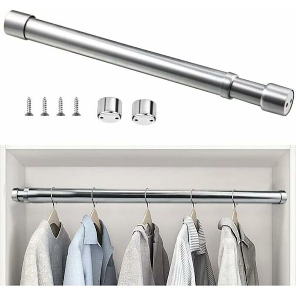 Utdragbar garderobsstång i rostfritt stål 51cm 80cm Justerbar teleskopisk gardinstång Garderobsrör PZCC