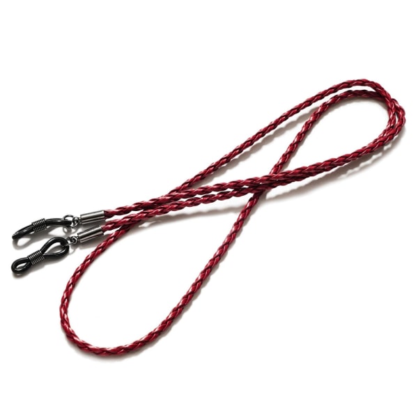 Glaskedjor Halsband Läder Glasögon Halsband Snöre Rep Band Läder Glasögon Snöre Justerbar Ände Glasögonhållare Ögonaccessoarer, 2 st, röd red