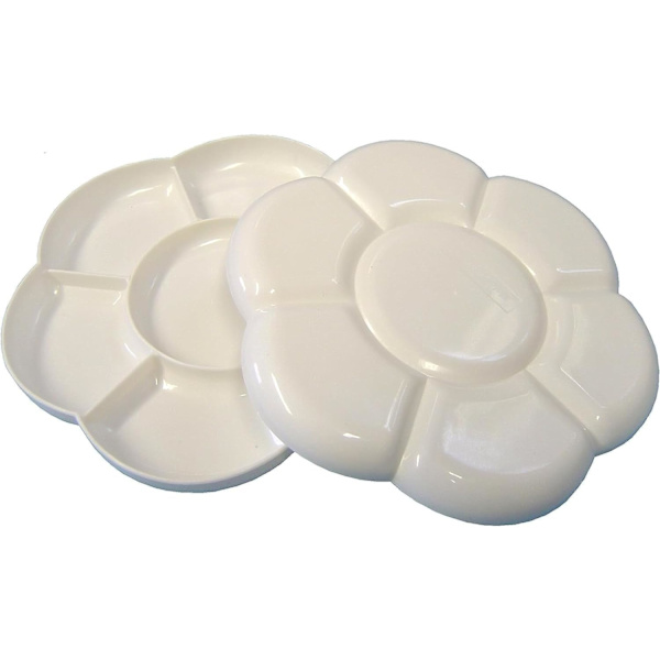 Blomsterformet Maleplade Bakke Blandings Palette, Hvid, Pakke med 2