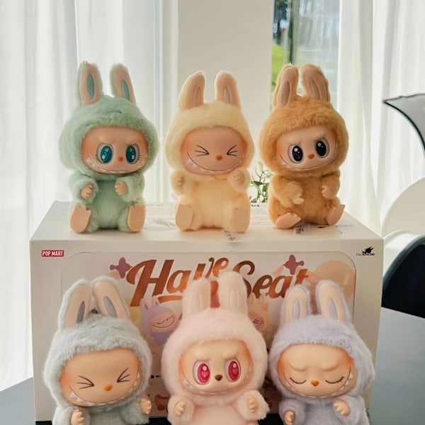Popmart Labubu The Monsters Sit And Party Vinyl Blind Box Heartbeat Macaron & Duoduo Vedhæng Dekor Enkelt blind box