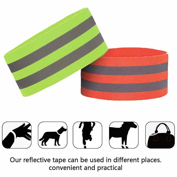 Reflekterande Armband 4 st Reflekterande Löpararmband Hög Synlighet Elastiska Ankelband Säkerhetsutrustning för Cykling Promenader Jogging Utomhussporter