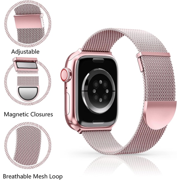 Ranneke, joka on yhteensopiva Apple Watch -rannekkeiden kanssa 41 mm 40 mm 38 mm naisille ja miehille, kaksoismagneettinen säädettävä vaihdettava ranneke iWatch-sarjoille 9 8 7 6 5 4 3 2 1 SE