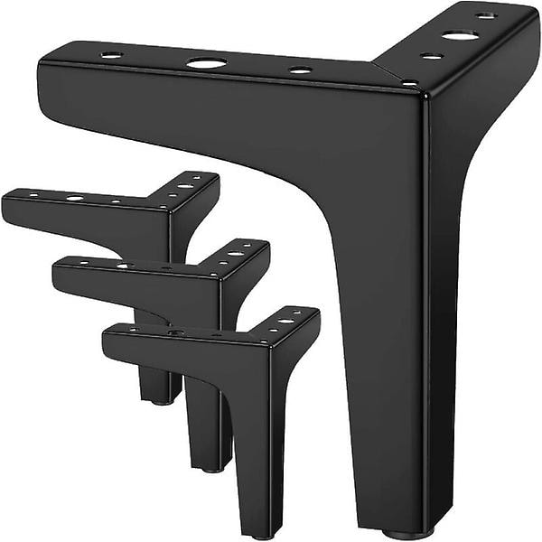 Sæt med 4 møbelben, 10 cm moderne metal trekantbordben, møbelben til skabe, metal tripodben, sofa ben, skabsben, sort 13cm