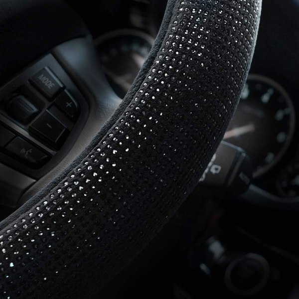 Rattdeksel for kvinner, Bling Bling Crystal Diamond Glitrende Car SUV-hjuldeksel, Universal Fit 15 tommer (svart diamant)