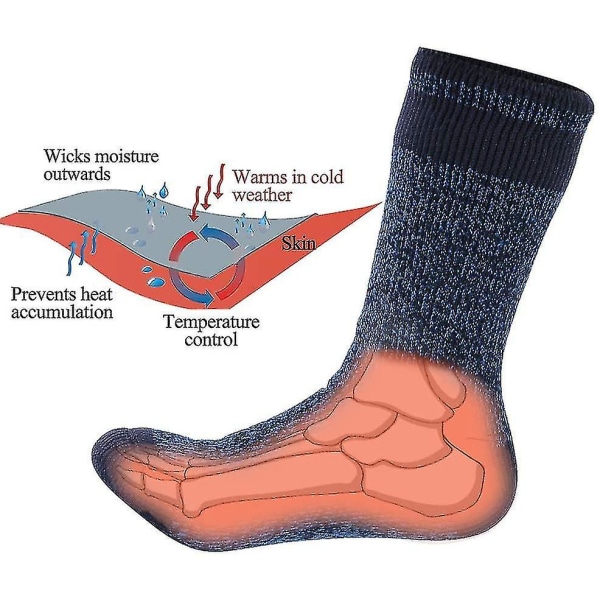 Varme termiske sokker, unisex 2,44 Tog Ultra Tykke Varmisolerede Opvarmede Crew Sokker