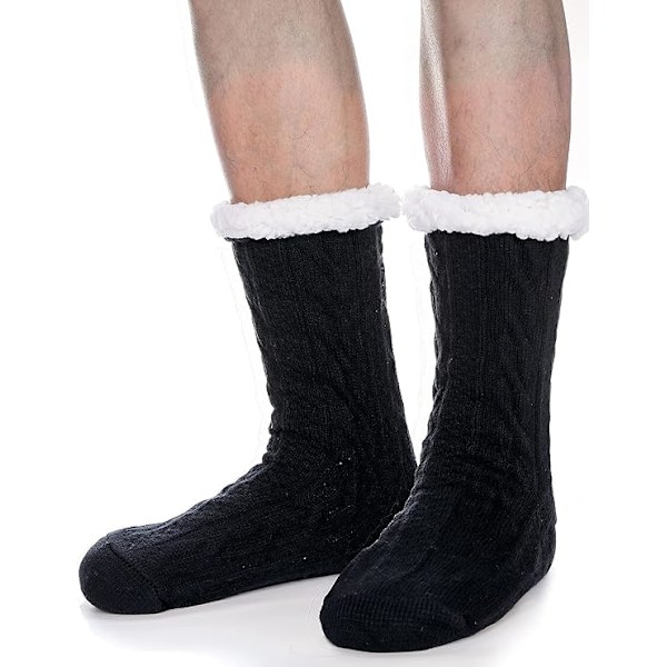 Fuzzy sokker, varme sokker, tykke hyttesokker, vinter julesokker Black