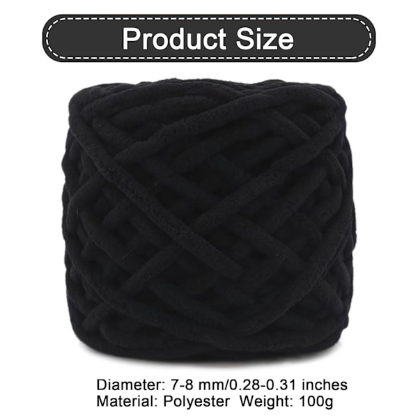 Tjock Häklygarn Mjuk Isremsa Häklygarn Chunky Vävd Filtgarn för Väva Filt Tofflor (Svart) black