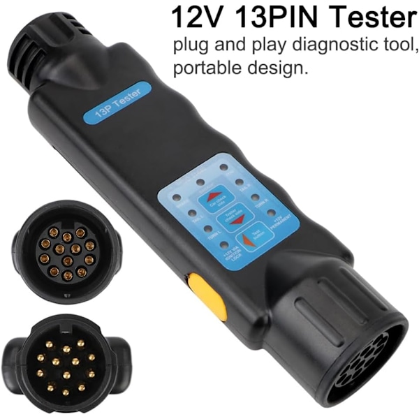 12v 13-polet trailer tester diagnostisk værktøj ledningskontrol lys test stik adapter bil lastbil campingvogn tilbehør