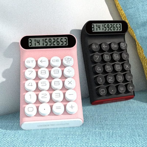 Retro Bærbar Lommeregner Mekanisk Tastatur Computer 10-cifret LCD-display Finansielt Kontor Mode Lommeregner (Farve: Pink, Størrelse: One Size)