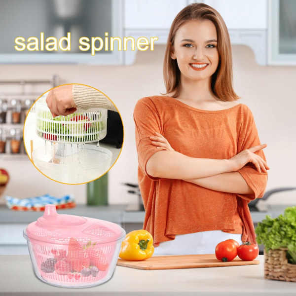 Salat Spinner, Salat Tørreapparat, Bærbar Salat Tørreapparat, Salat Heerb Spinner med Langvarig Ydeevne, Pink