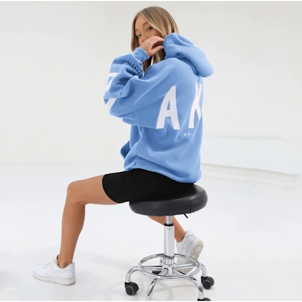 Blakely Hættetrøje - Langærmet Hættetrøje til Kvinder, Pullover Sweatshirt, Casual Top Lyseblå, S