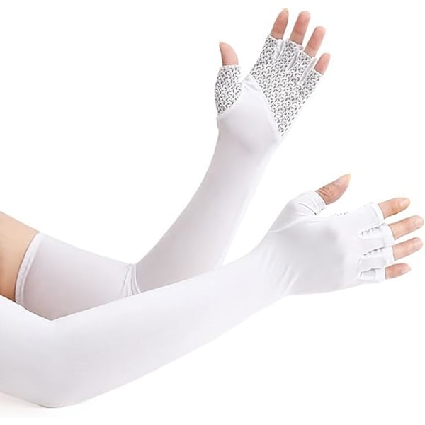 Solskyddshandskar UV-skydd långärmade fingerlösa handskar utomhussporter solskydd sommartillbehör