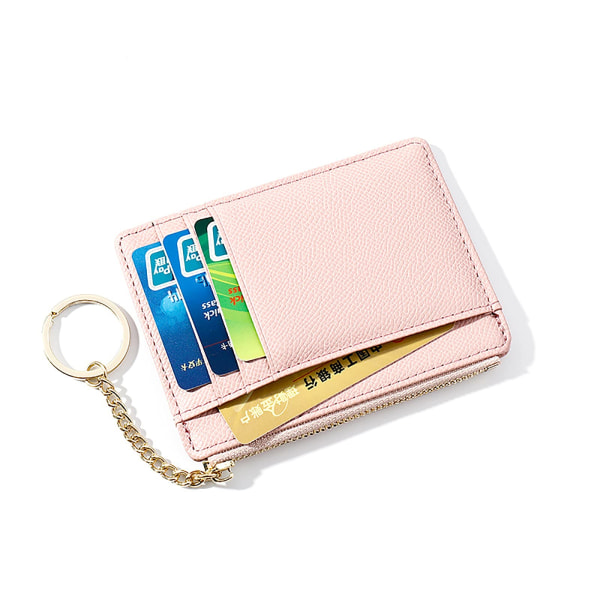 Slank lille tegnebog til kvinder, minimalistisk tegnebog, pung med kreditkortholder, RFID-blokerende lommebog, sød (pink)