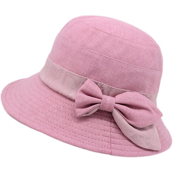 Damhatt med bred brätte, hopfällbar solhatt, Kentucky Derby-hatt, damhatt Läder Rosa