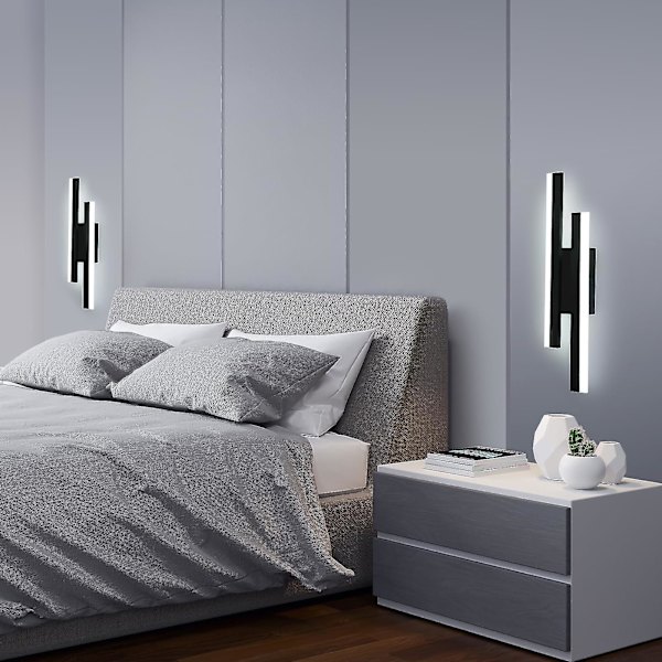 Væglampe Led Indendørs Moderne, 16w Væglampe Led, Kreativ Lang Parallel Væglampe, Tre-farvet 3000k/4000k/6000k, Sort, 50cm