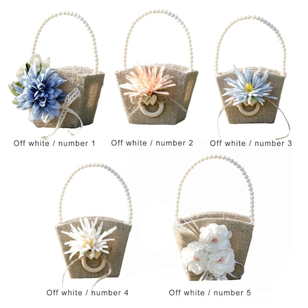 1 Pakke Jute Blomsterpikekurver, Blomsterpikekurv Rustikk Jute, Blomsterpikekurv med Perlehåndtak, Jute Bryllupsblomsterkurv