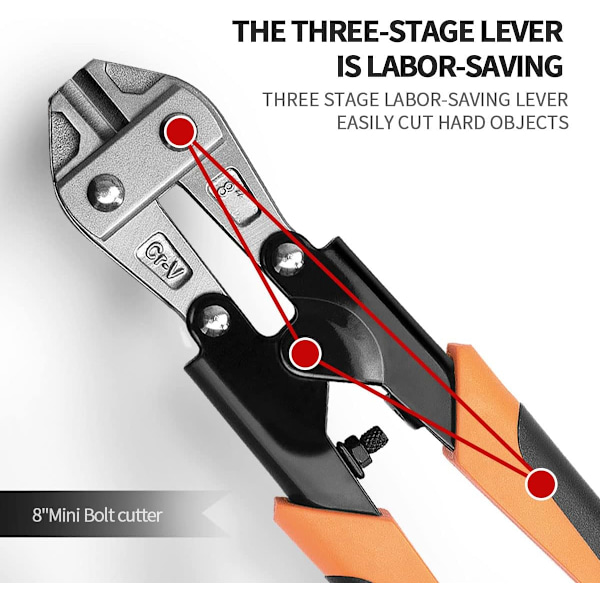 Boltsaks, Meccion Heay Duty 8\" CR-V Mini Boltsaks og trådsaks, kabel, kjede, fjærsaks med komfortabelt mykt gummigrep