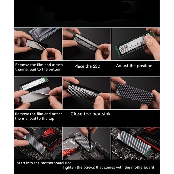 SSD-kylare i aluminium M.2 kylflänskylare med silikonvärmeplatta för PC/PS5 (grå) Grey