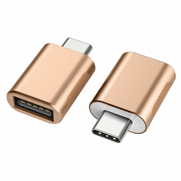 USB C til USB Adapter (2-Pack), USB Type-C til USB Adapter, Thunderbolt 3 til USB Hun OTG Adapter til MacBook Air 2020, iPad Pro 2020 (Guld)