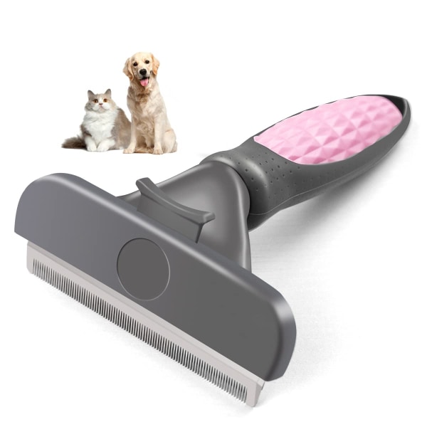 95 % flydende plejebørste til katte og hunde, hudvenlig, værktøj til rensning af kæledyrshår, lange børster i rustfrit stål (pink)
