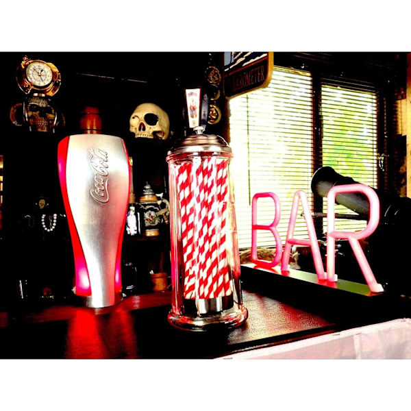 Halmdispenser - Retro glasdispenserhållare återanvändbar, 11,5 cm x 11,5 cm x 27 cm, silver