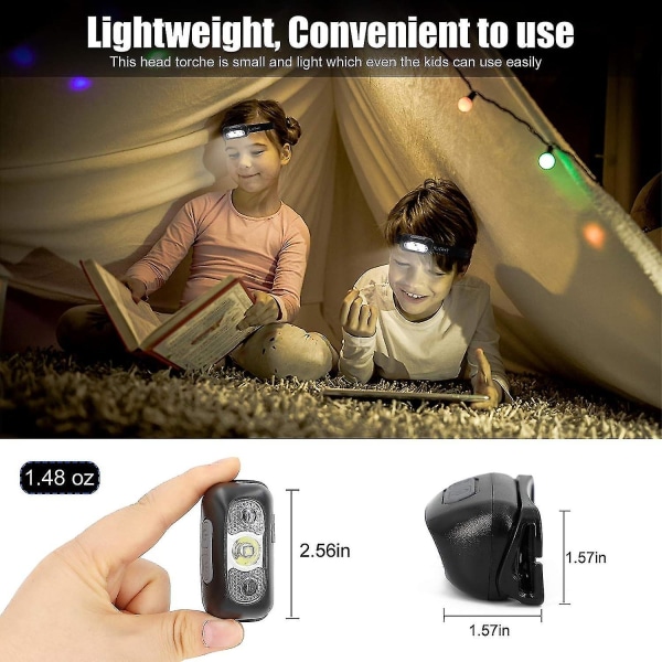 Superljusstark kraftfull USB uppladdningsbar led-strålkastare - 500 lumen, 3 ljuslägen, Ipx1 vattentät, rörelsesensorljus för barn, löpning, läsning, etc.