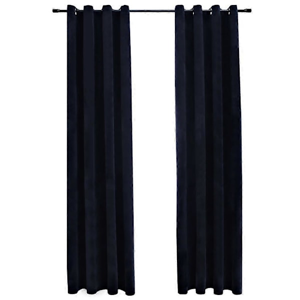 Mørklægningsgardiner med ringe, 2 stk. sorte 137x241 cm, Velour