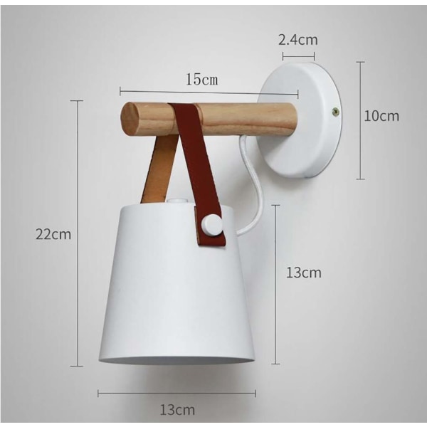 Væglampe Sconce Moderne Træ Læder Dekorativ Led Væglamper E27 Base Belysningsarmatur (Hvid)