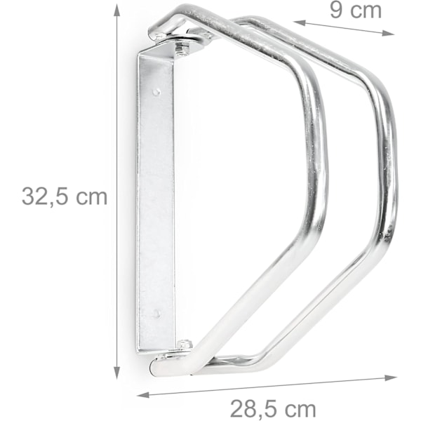 Set med 2 cykelställ, Parker väggfäste som enkelhållare, för väggmontering, justerbar, HBD 32,5 x 9 x 28,5 cm, silver