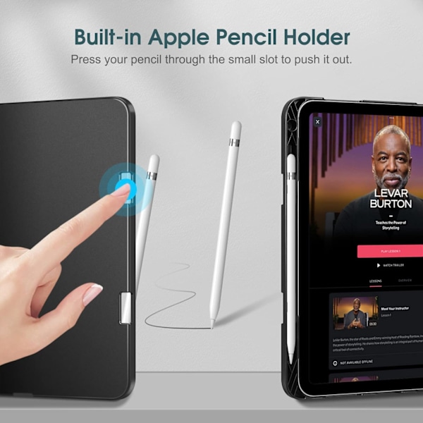 Etui kompatibelt med iPad 10. generation (2022) 10,9 tommer, beskyttende etui med multi-vinkel visningsstativ med penholder og lomme black