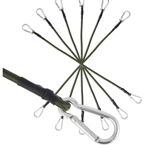 Sæt med 6 elastiske gummistropper med karabinhage, 60 cm længde 8 mm tykkelse, super elastisk, med metalkrog til bagage cykling camping