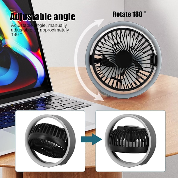 Mini USB Pöytätuuletin, 3-nopeuksinen kannettava pöytätuuletin, pieni hiljainen pöytätuuletin, 1800mAh ladattava pöytätuuletin toimistoon, kotiin, autoon ja matkoille (Pinkki)