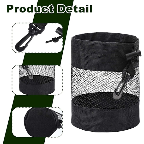2 stk. Golfboldposer, Nylon Mesh Golfboldpose, med Snørepose til Golfbolde, Golfopbevaring Snøre Meshposer (Sort)