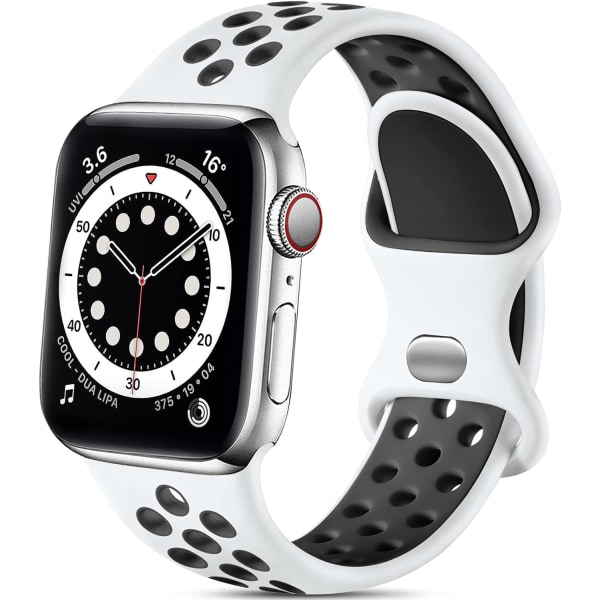 Silikon sportsrem kompatibel med Apple Watch-rem, pustende erstatningsstropper for Apple Watch Ultra/Ultra 2/iWatch SE Series 9 8 7 6 5 4 3 2 1