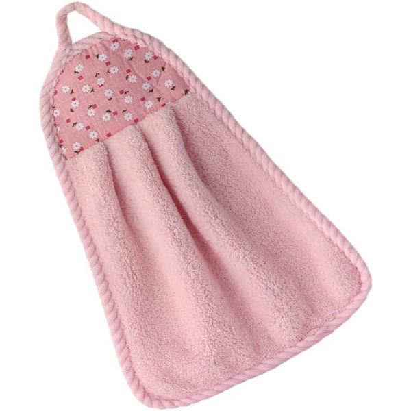 St Hängande Handdukar Korall Fleece Handduk Vattenabsorption Handduk för Hem Kök Badrum Rosa