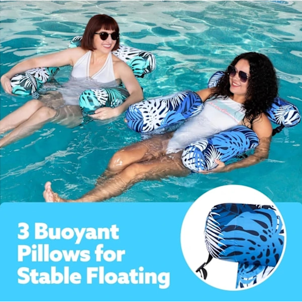 Uppblåsbar Poolmadrass för Vuxna, Flytande Hängmatta & Stol | Vattenlounge för Poolpartyn, Strandnöje & Avkopplande Sommar Green,Blue 2pcs
