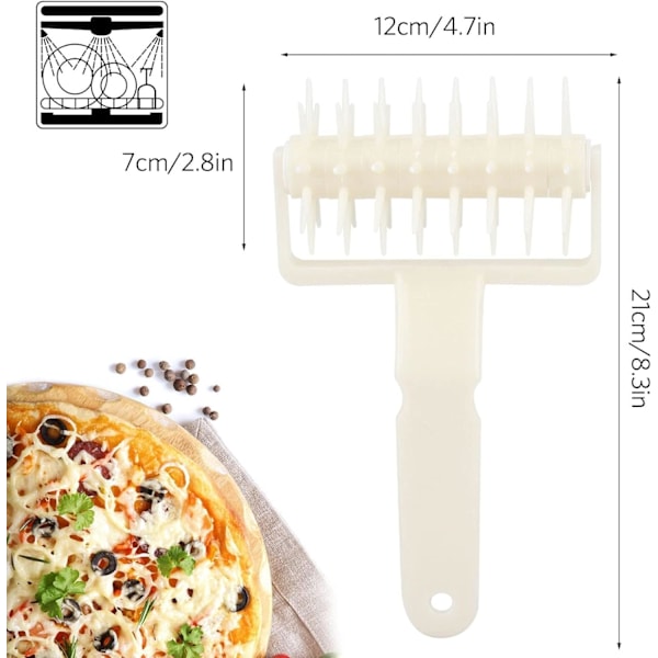 DIY Plast Kake Brød Hullstempel Pizza Nål Rulle， for Å Lage Kjeksdeig, Pizzabunn, Bakverkdeig, Etc