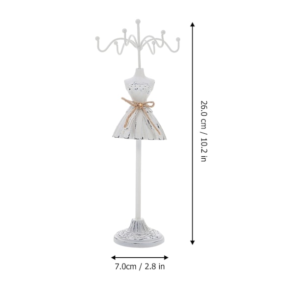 Smyckesförvaringsställ Ringar Armband Halsband Display Organizer med Prinsessklänning för Sminkbordsdisplaytorn