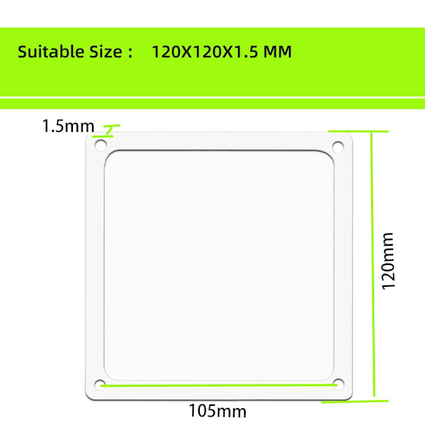 Pölysuodatin 120mm ruuveilla tietokoneen tuulettimelle/virtalähteelle/reitittimille NYLON 80 Mesh, magneettikehys PC-tuulettimen pölyverkko PC-jäähdyttimen suodatin (NYLON, 2 kpl, valkoinen)