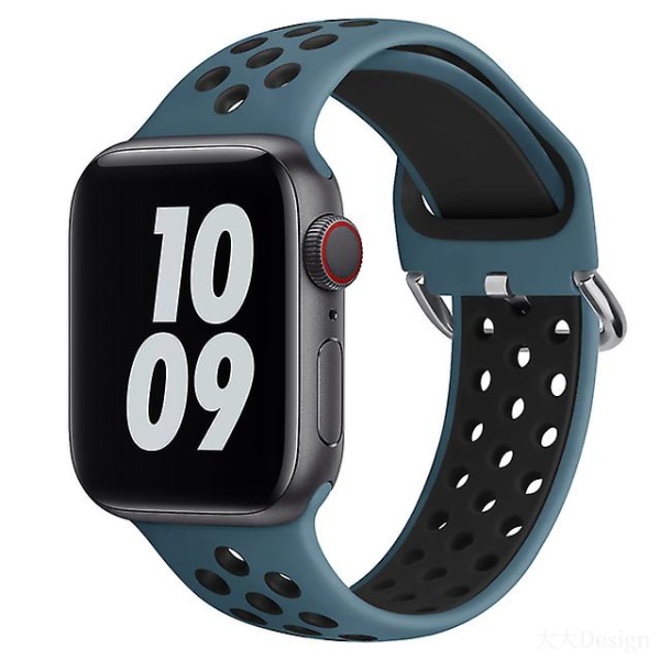 Ai Klokkereim For Apple Watch Band 45mm 44mm 40mm Series 7 6 5 4 Se Sports Pustende Armbånd Armbånd For Iwatch 3 42mm 38mm - Klokkebånd Rock cyan black 42mm-44mm-45mm-49mm