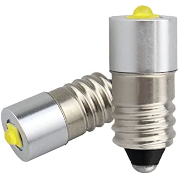 E10 Udskiftnings LED lommelygte med høj effekt 6-24V, 3W 200lm, Pakke med 2 (E10 Varm Hvid)